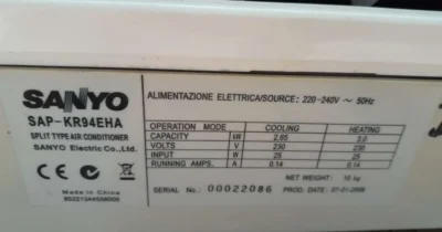 SANYO SPW Set Klimaanlage Inverter Außen- und Innenaggregate