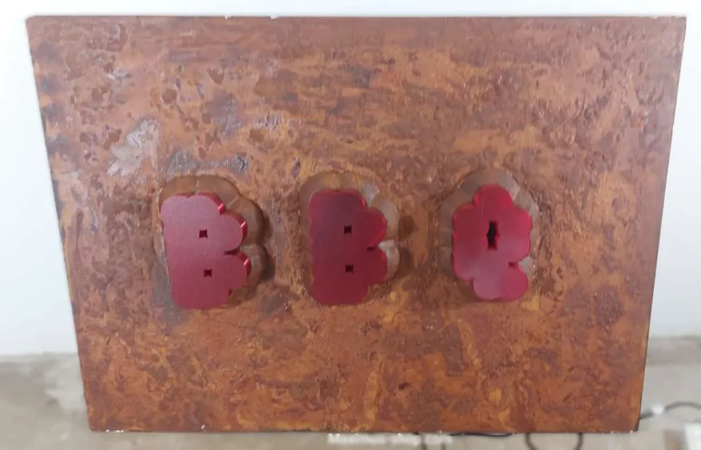 BBQ Werbeschild 140x100cm Dekoschild LED Rusted Look