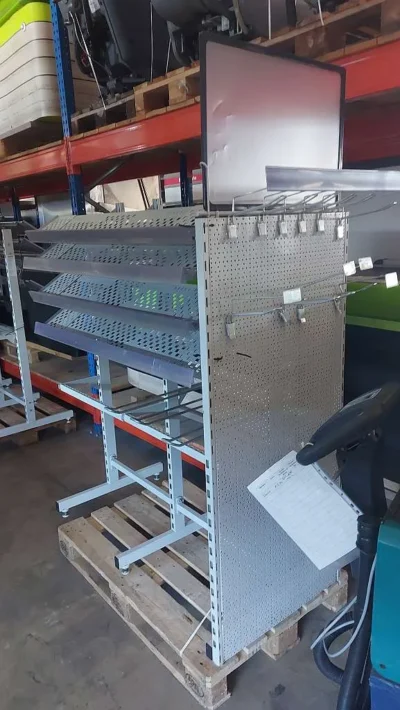 Wanzl Kassenregal beidseitig mit Werbeschild 130cm
